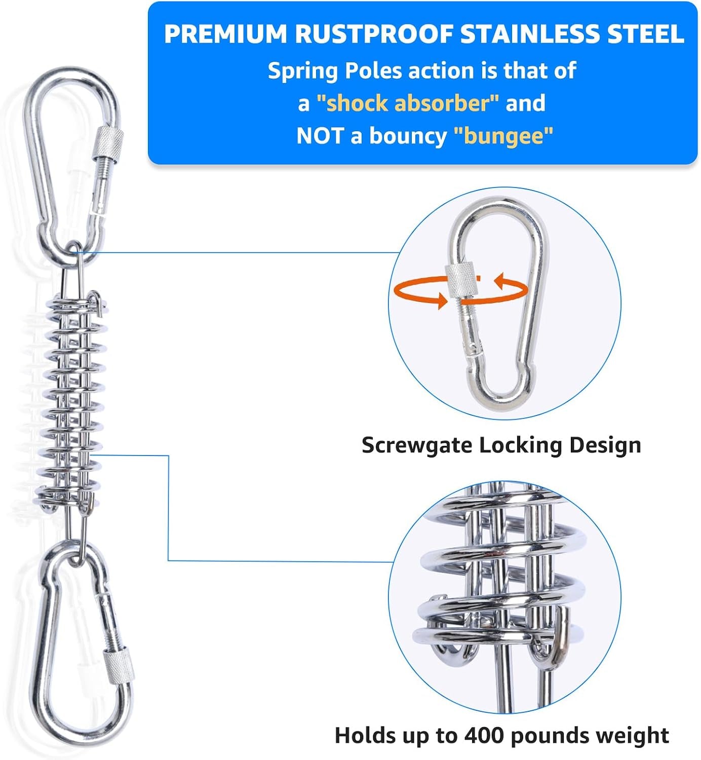 Spring Pole Toy for Pitbull: Bungee Tug of War Toys for Small Large Aggressive Chewers Dogs to Exercise & Muscle Building & Bite Training,Outdoor Heavy Duty Bungee Solo Tree Tugger Hanging Toy