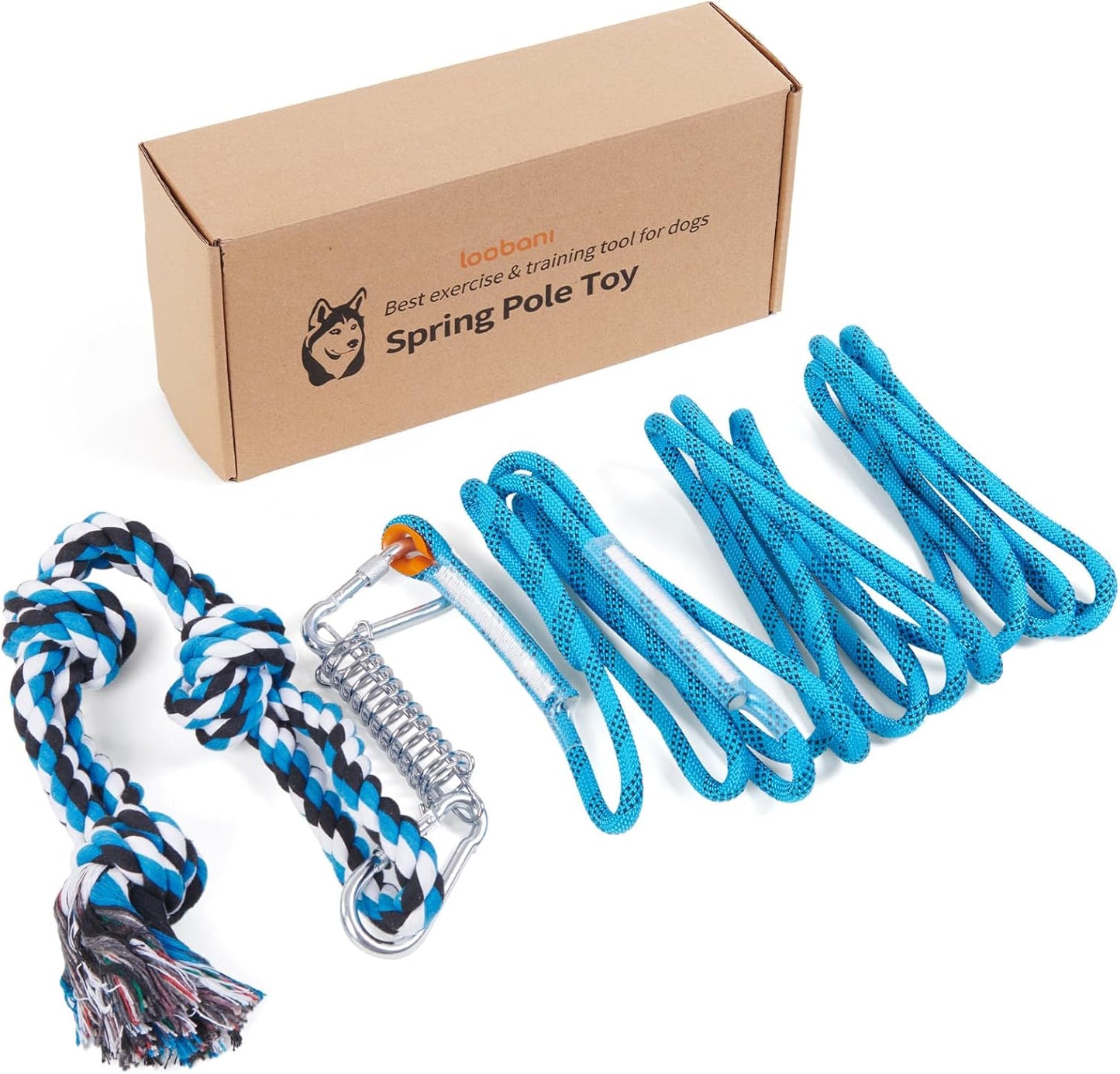 Spring Pole Toy for Pitbull: Bungee Tug of War Toys for Small Large Aggressive Chewers Dogs to Exercise & Muscle Building & Bite Training,Outdoor Heavy Duty Bungee Solo Tree Tugger Hanging Toy