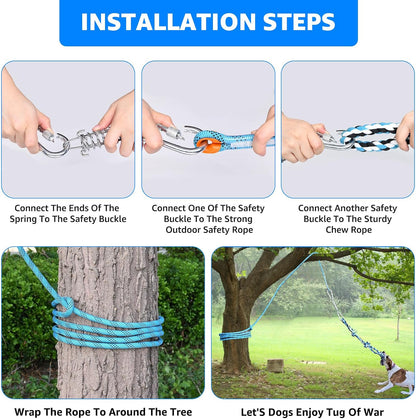 Spring Pole Toy for Pitbull: Bungee Tug of War Toys for Small Large Aggressive Chewers Dogs to Exercise & Muscle Building & Bite Training,Outdoor Heavy Duty Bungee Solo Tree Tugger Hanging Toy